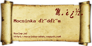 Mocsinka Ádám névjegykártya